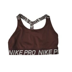 NIKE PRO S Womens Size Small Wireless Pull On Racer Back Sports Bra Brown DryFit